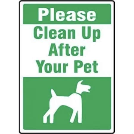 Accuform Please Clean Up After Your Pet, Plastic, 10 in x 14 in, Mounting Holes MCAW562VP